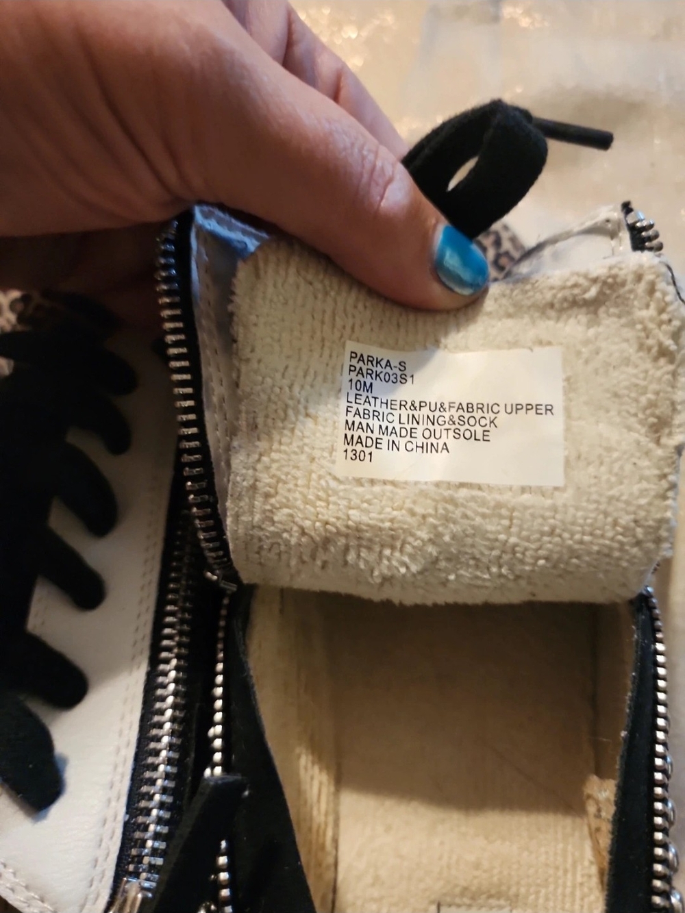 Steve Madden White Sneakers with Leopard Toe and Black Laces - Picture 5 of 5